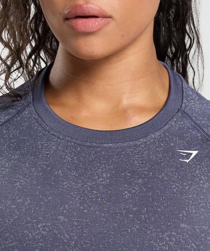 Gymshark Adapt Fleck Seamless Long Sleeve Crop Top - Weighted Purple/Metal Purple