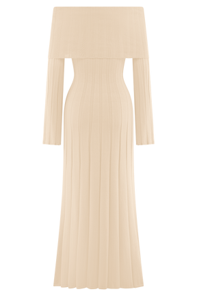 Alonza Long Sleeve Knit Midi Dress - Cream