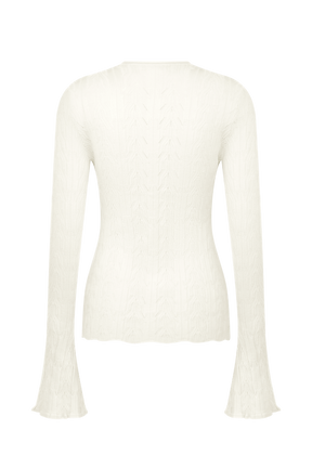 Amy Pointelle Bell Sleeve Cardigan - Ivory
