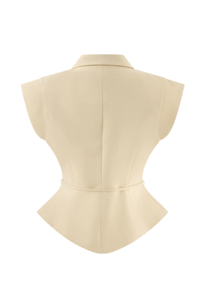 Andina Shortsleeve Linen Top - Natural Beige