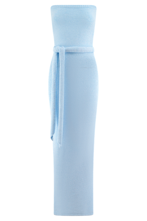 Andrea Strapless Knit Maxi Dress - Light Blue