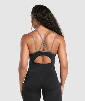Gymshark Apex Contrast Tank With Shelf - Black/Brushed Grey