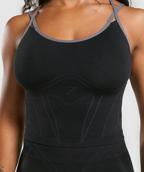 Gymshark Apex Contrast Tank With Shelf - Black/Brushed Grey