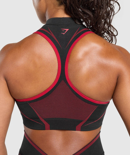 Gymshark Apex Lift Seamless Crop Top - Black/Carmine Red