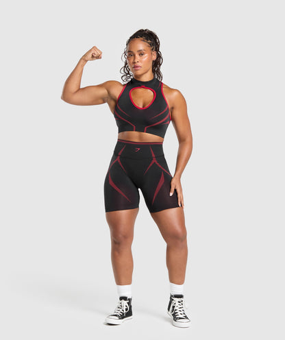 Gymshark Apex Lift Seamless Crop Top - Black/Carmine Red