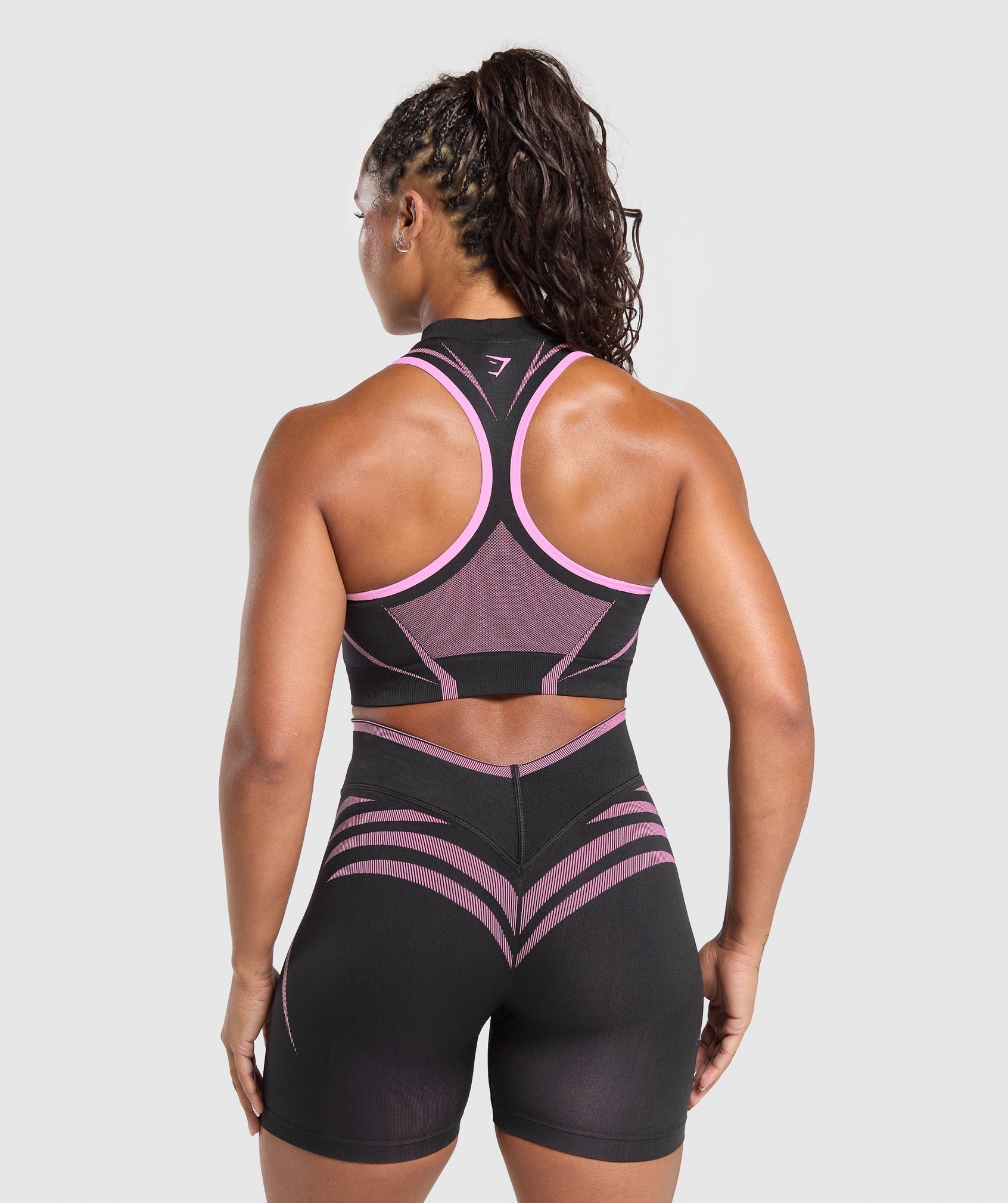 Gymshark Apex Lift Seamless Crop Top - Darkest Purple/Sour Pink