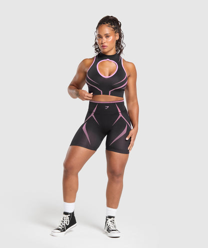 Gymshark Apex Lift Seamless Crop Top - Darkest Purple/Sour Pink