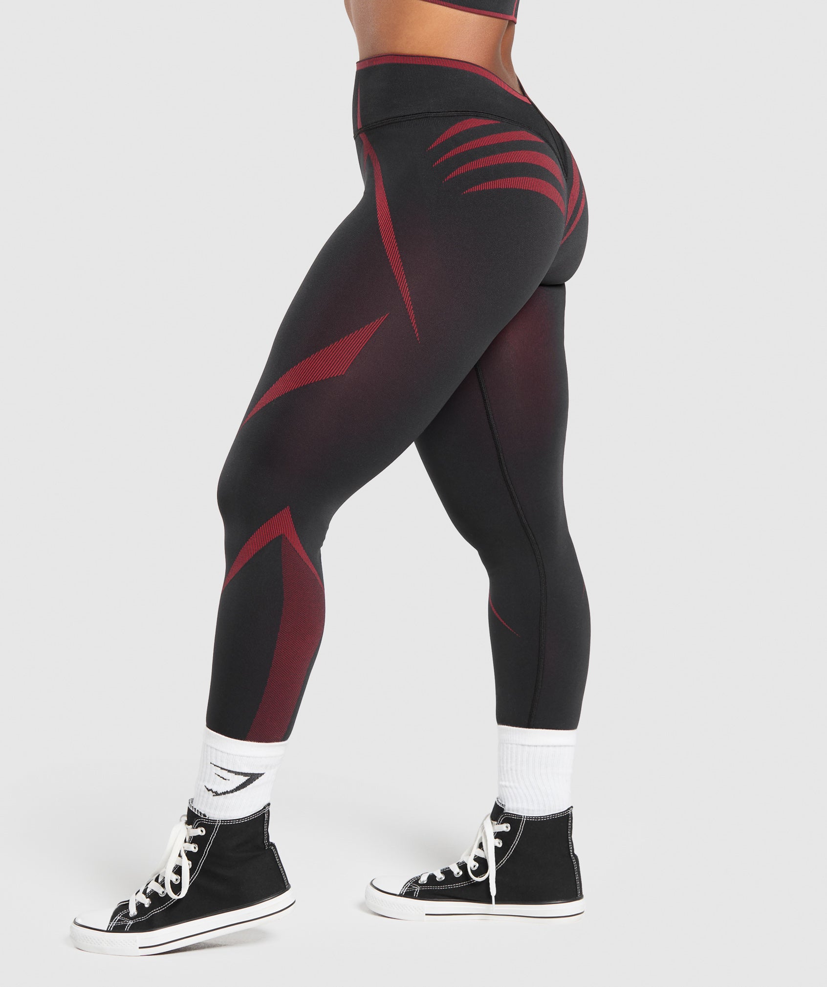 Gymshark Apex Lift Seamless Leggings - Black/Carmine Red