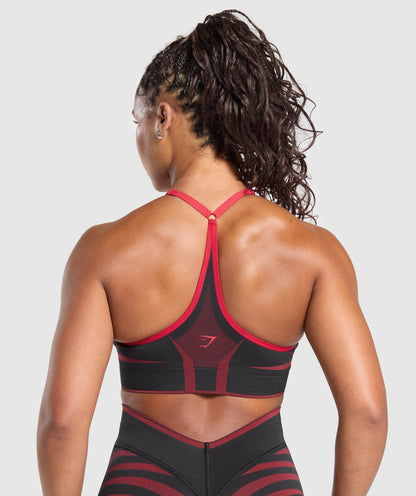 Gymshark Apex Lift  Seamless Sports Bra - Black/Carmine Red