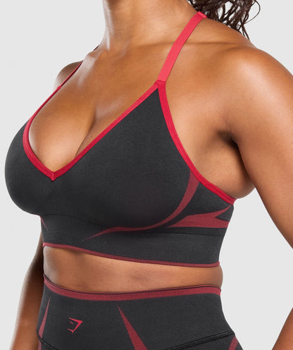 Gymshark Apex Lift  Seamless Sports Bra - Black/Carmine Red