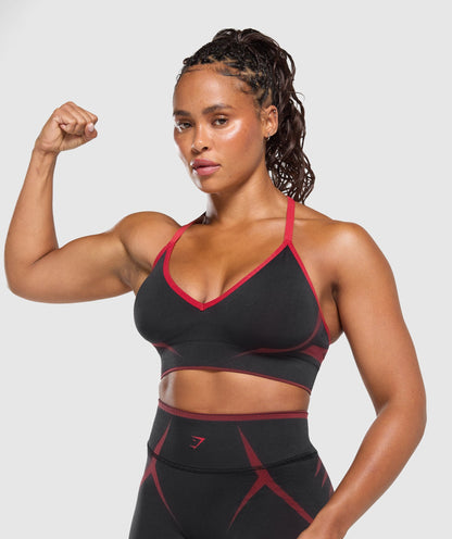 Gymshark Apex Lift  Seamless Sports Bra - Black/Carmine Red