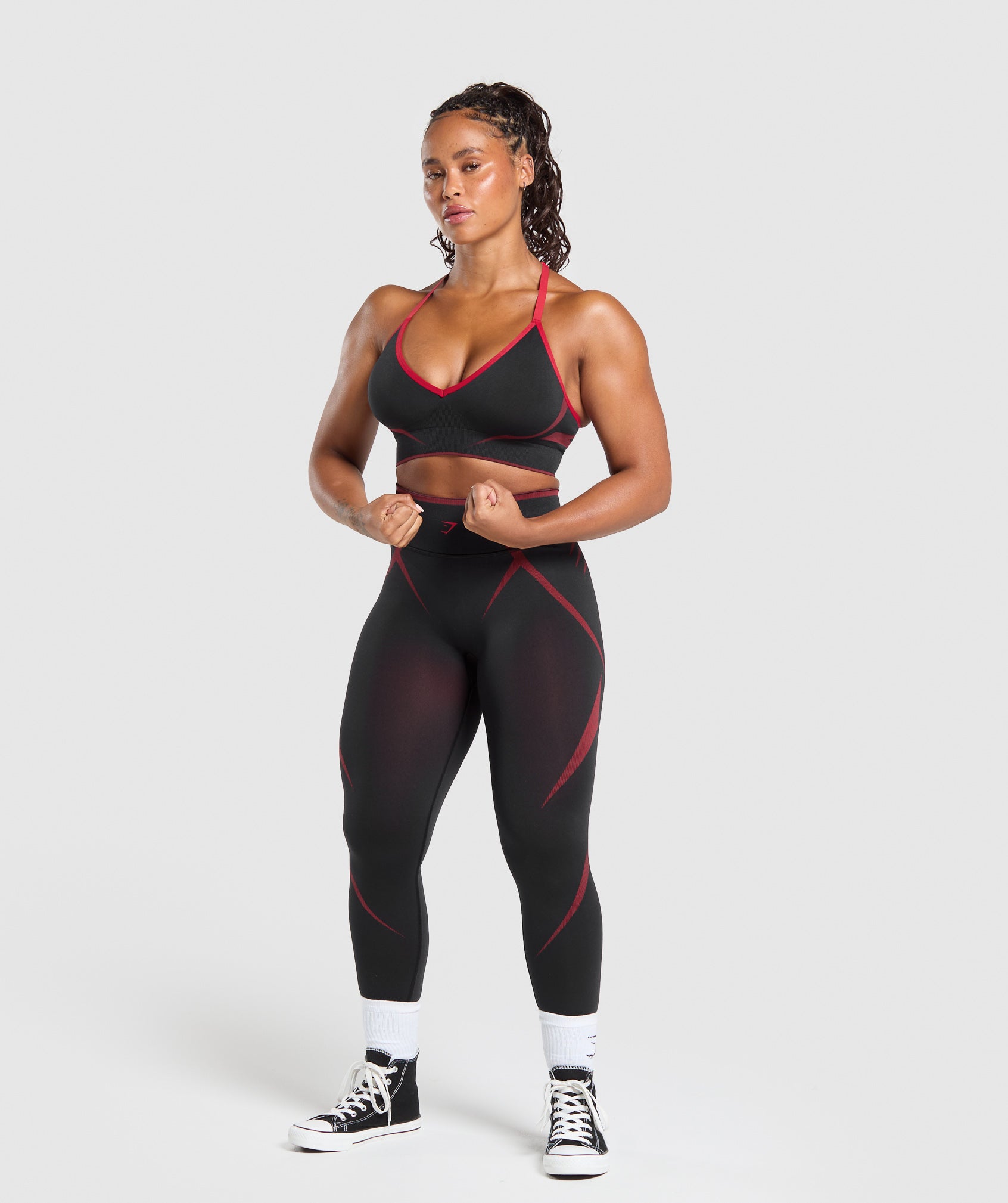 Gymshark Apex Lift  Seamless Sports Bra - Black/Carmine Red