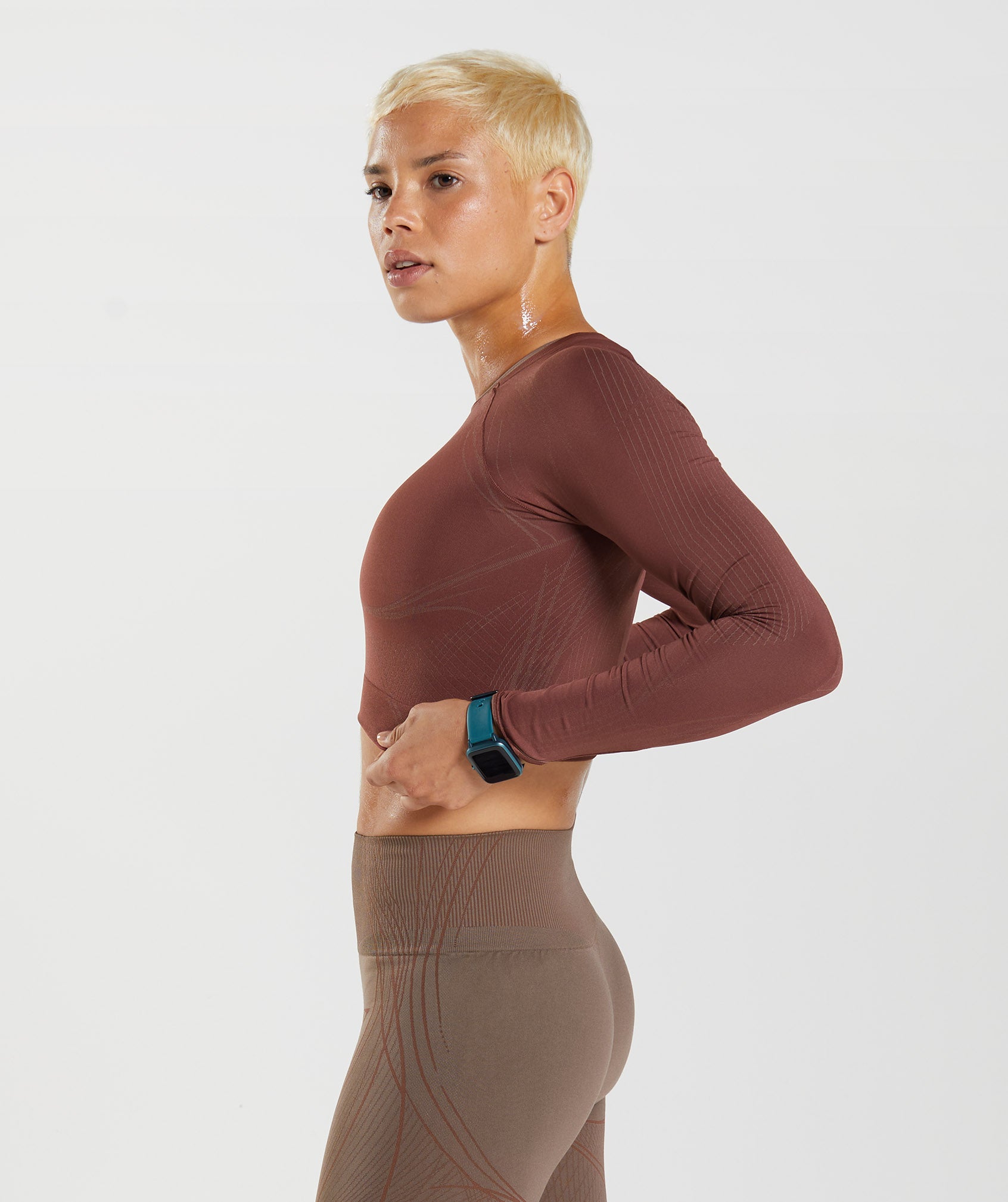 Gymshark Apex Seamless Crop Top - Cherry Brown/Truffle Brown