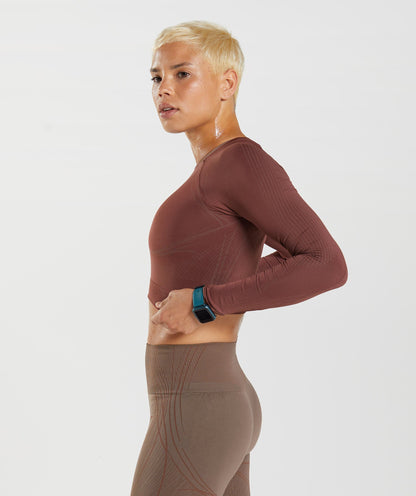 Gymshark Apex Seamless Crop Top - Cherry Brown/Truffle Brown