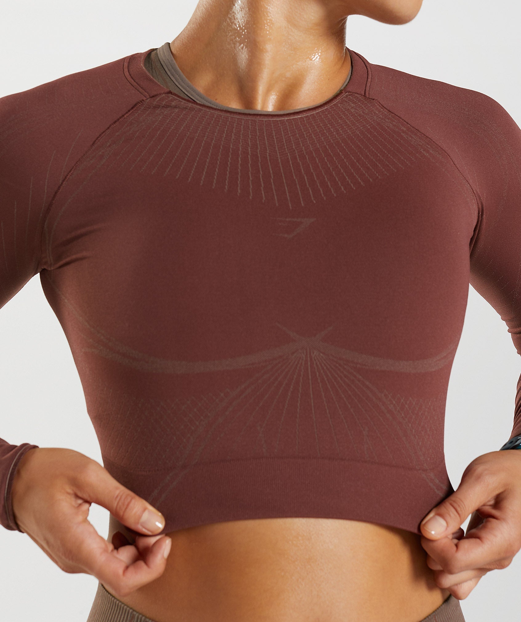 Gymshark Apex Seamless Crop Top - Cherry Brown/Truffle Brown