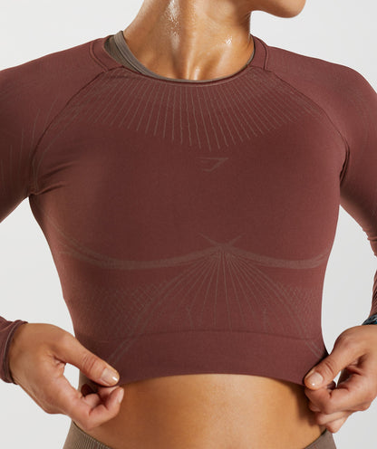 Gymshark Apex Seamless Crop Top - Cherry Brown/Truffle Brown