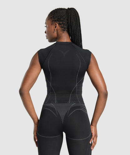 Gymshark Apex Seamless Midi T-Shirt - Black/Graphite Grey