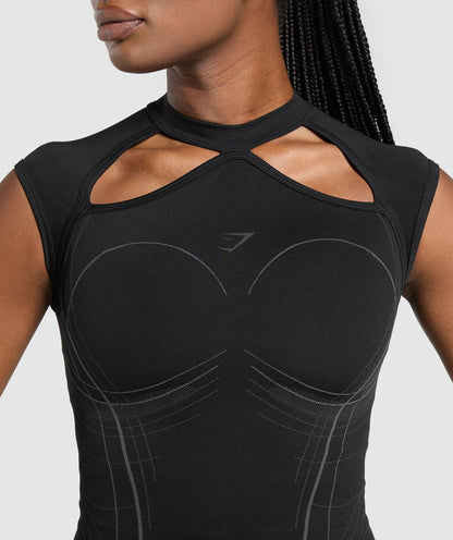 Gymshark Apex Seamless Midi T-Shirt - Black/Graphite Grey