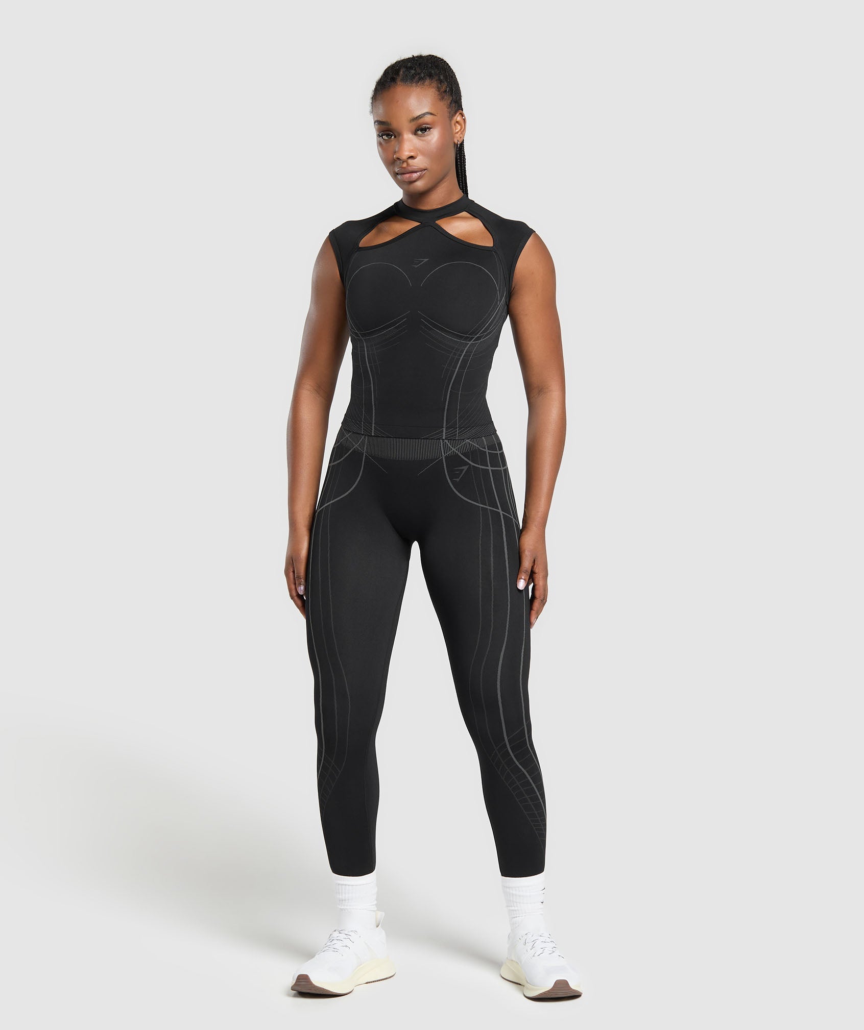 Gymshark Apex Seamless Midi T-Shirt - Black/Graphite Grey