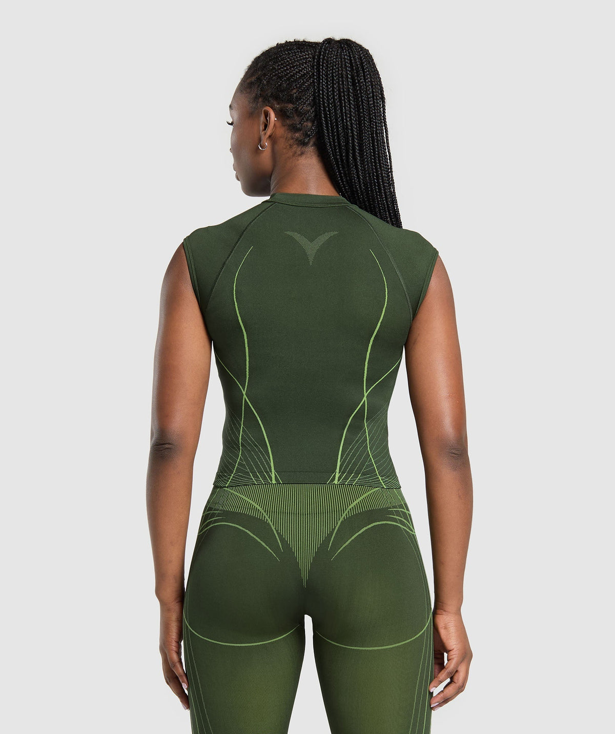 Gymshark Apex Seamless Midi T-Shirt - Trail Green/Energy Gelato Green