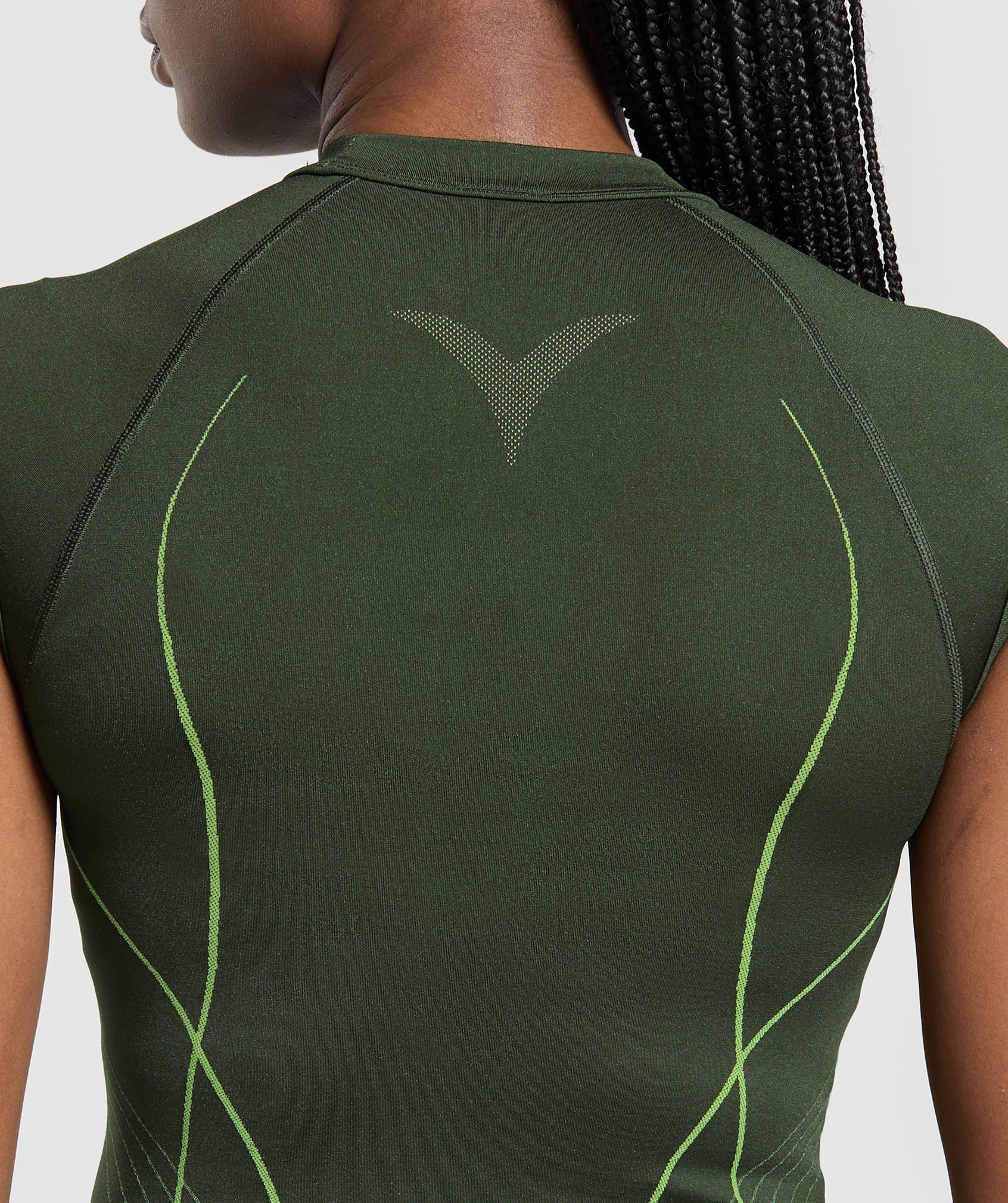 Gymshark Apex Seamless Midi T-Shirt - Trail Green/Energy Gelato Green