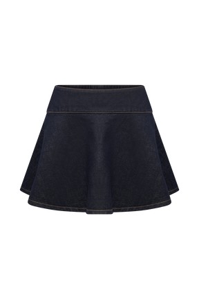 Arista Denim Mini Skirt - Washed Indigo Blue