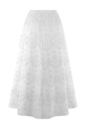 Arla Broderie Midi Skirt - White