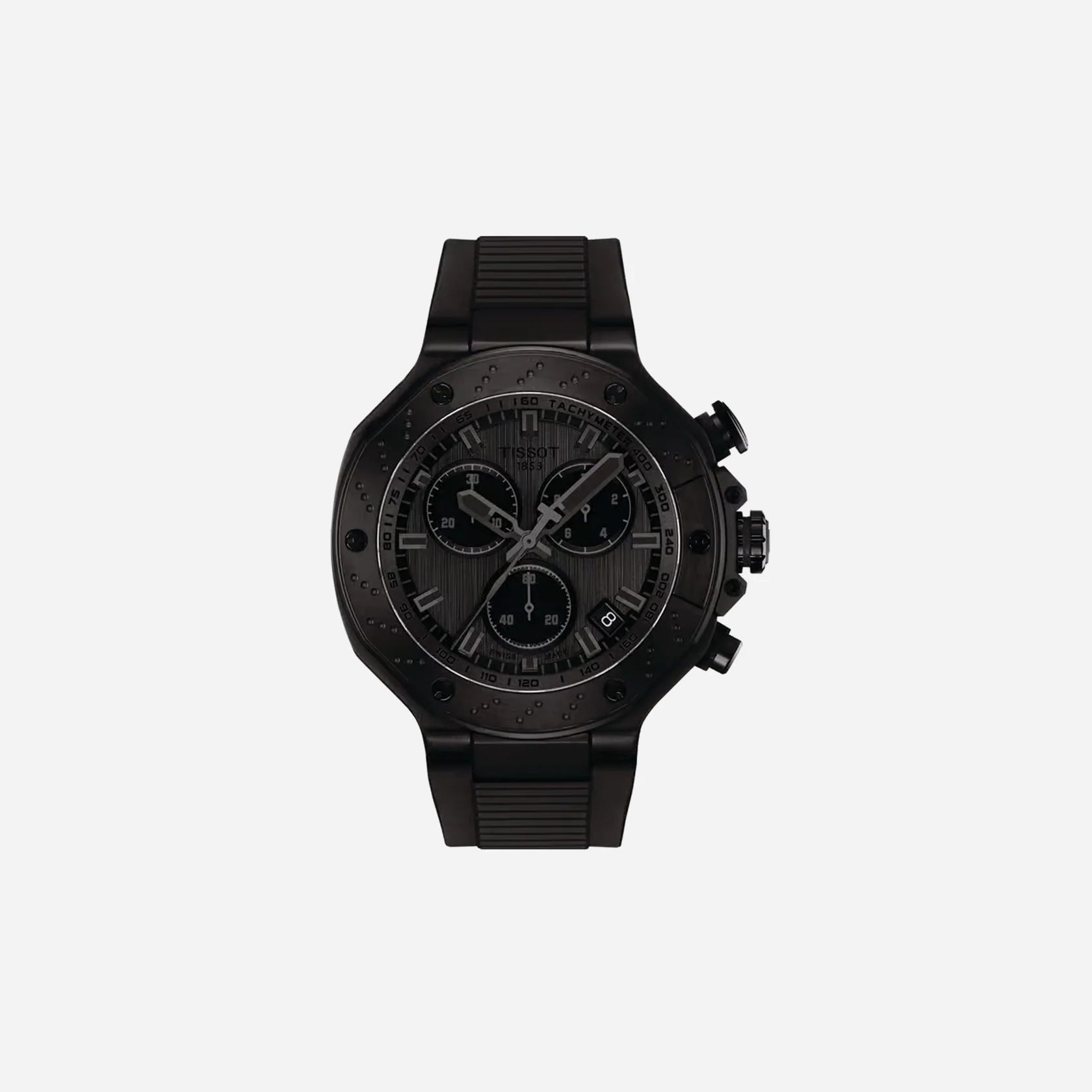 Tissot T-Race Black Silicone Strap Dark Grey Dial 45mm Quartz Chronograph Watch