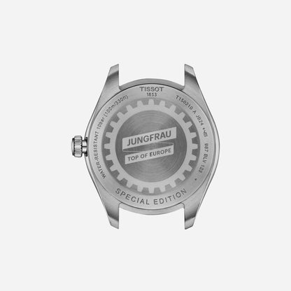 Tissot PR 100 Jungfraubahn Quartz Blue Dial 34mm Grey Stainless Steel Bracelet Watch