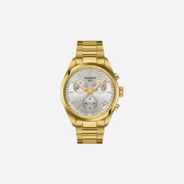 Tissot PR 100 Chronograph Silver Dial Yellow Gold PVD Stainless Steel Quartz Watch