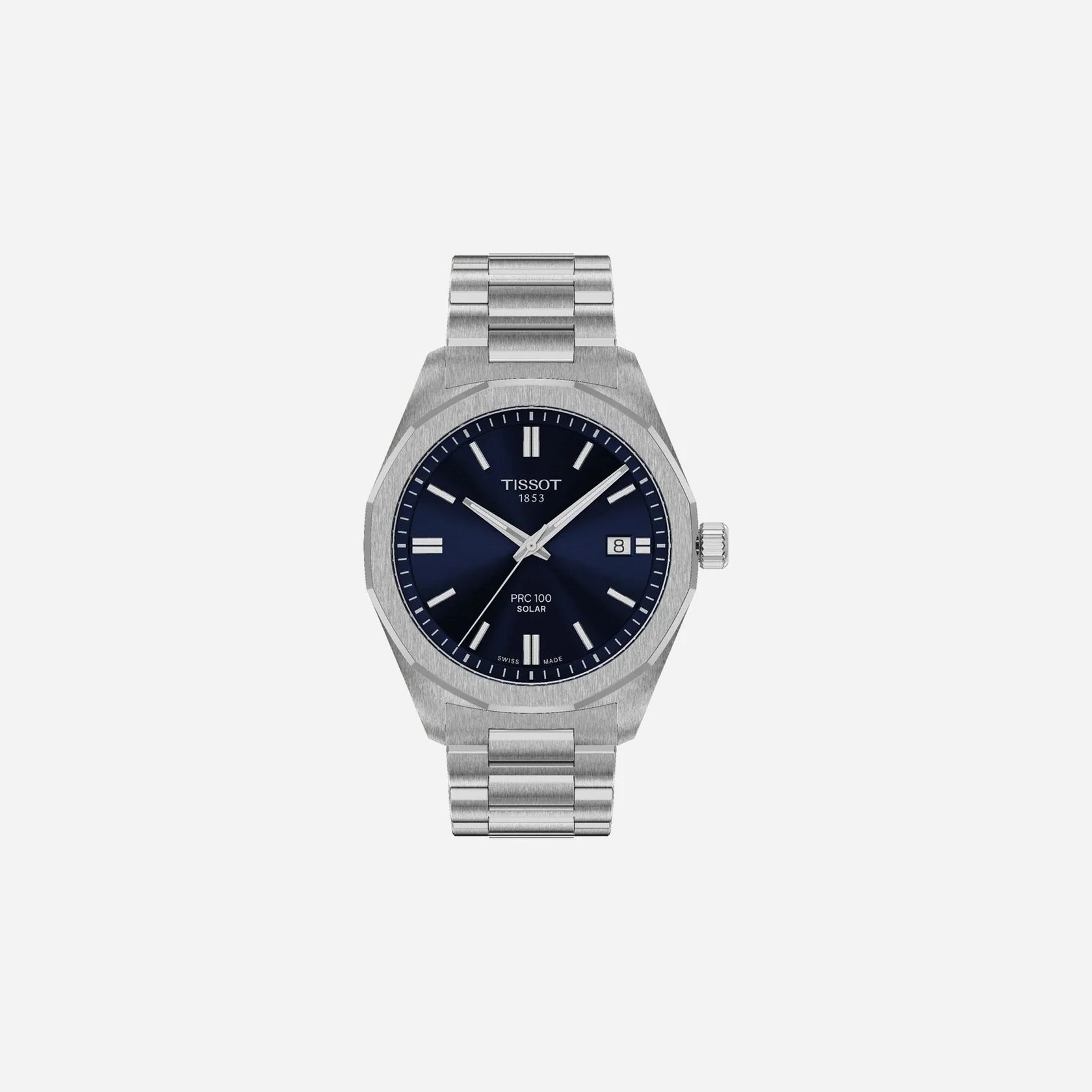 Tissot PRC 100 Solar Quartz Blue Dial Grey Stainless Steel Watch 39mm