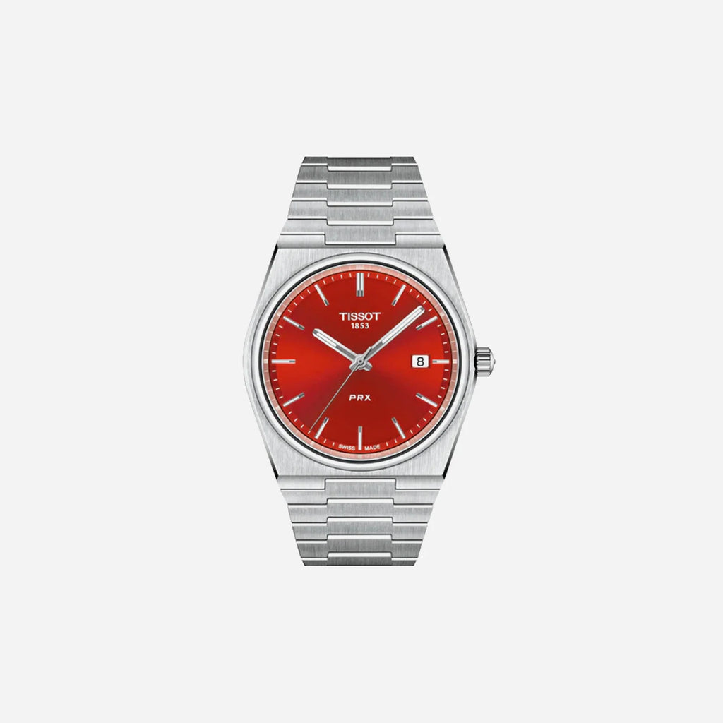 Tissot PRX Red Dial 40mm Stainless Steel Quartz Watch
