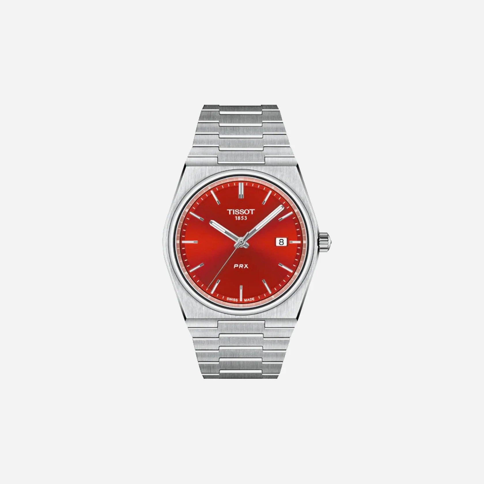 Tissot PRX Red Dial 40mm Stainless Steel Quartz Watch