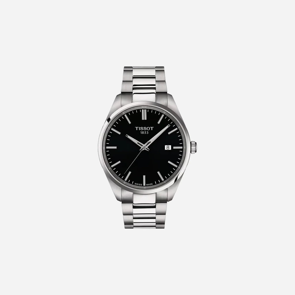 Tissot PR 100 Quartz Black Dial 40mm Grey Stainless Steel Bracelet Watch