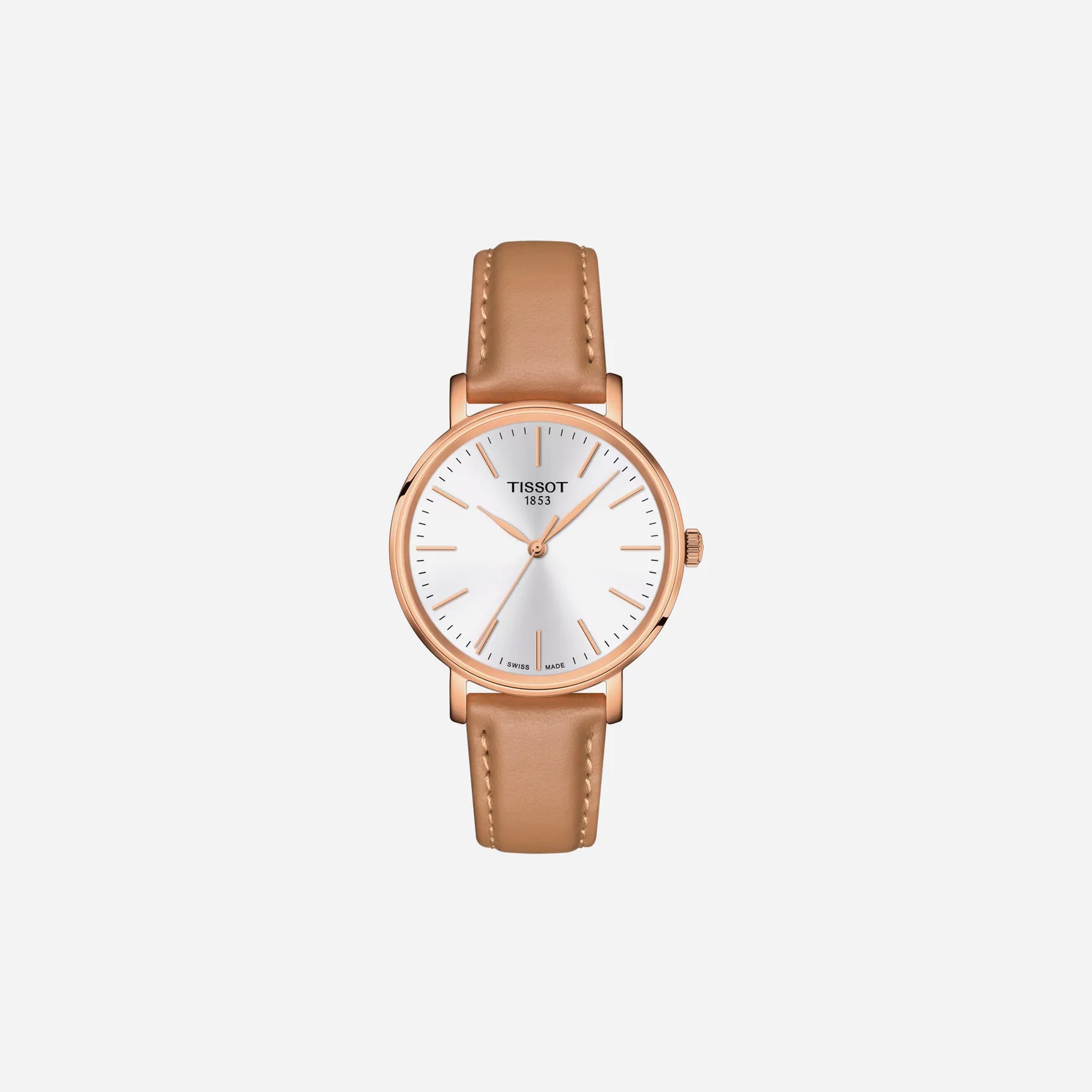 Tissot Everytime White Dial 34mm Beige Leather Strap Quartz Watch