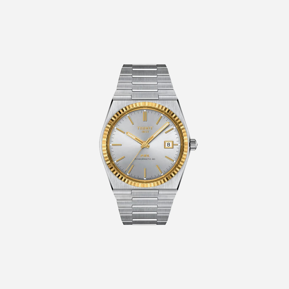 Tissot PRX Powermatic 80 40mm Silver Dial Grey Stainless Steel Steel & 18K Gold Bezel Automatic Watch