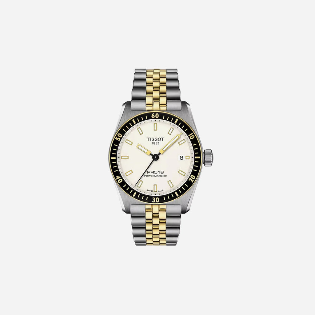 Tissot PR516 Powermatic 80 White Dial Grey & Yellow Gold PVD Stainless Steel Automatic Watch