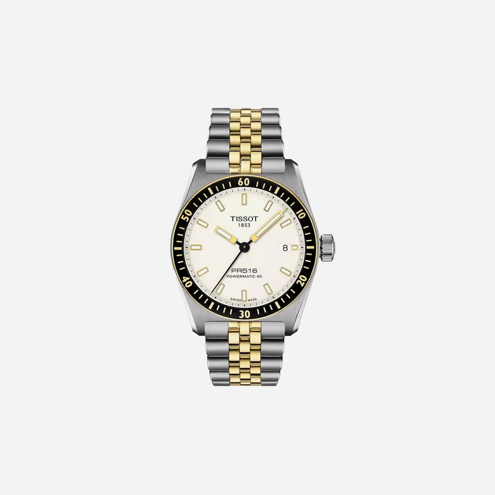 Tissot PR516 Powermatic 80 White Dial Grey & Yellow Gold PVD Stainless Steel Automatic Watch
