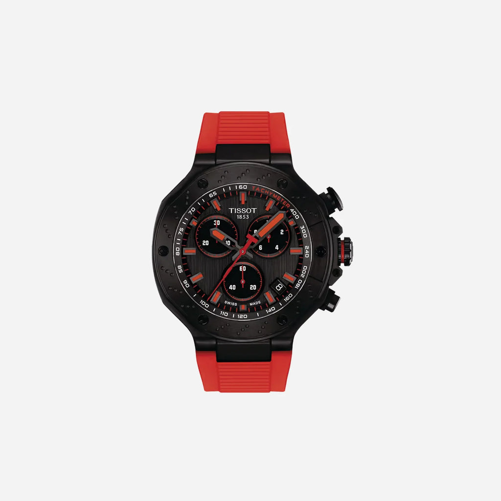 Tissot T-Race Red Silicone Strap Dark Grey Dial 45mm Quartz Chronograph Watch