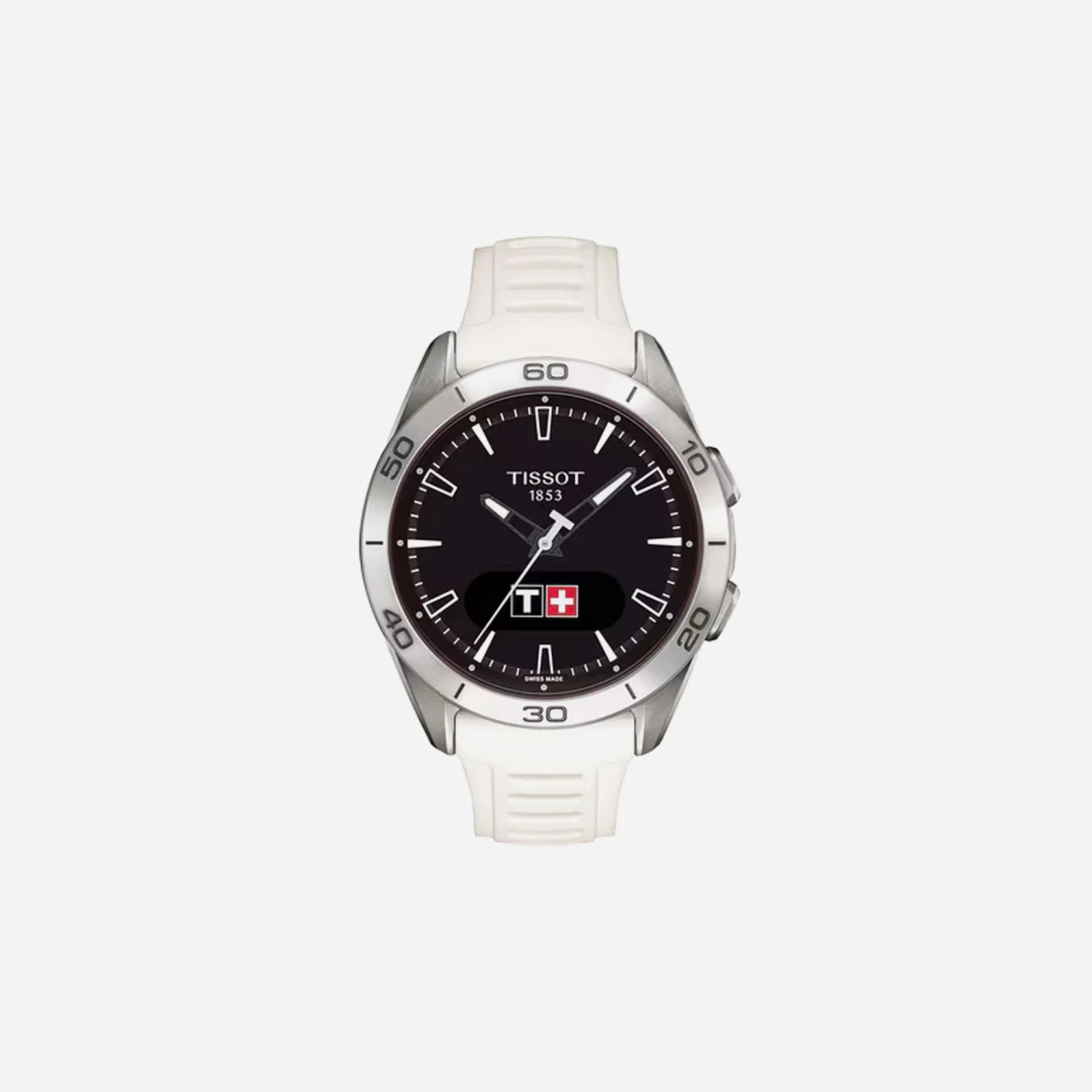 Tissot T-Touch Connect Sport Black Dial 43.75mm White Silicone Strap Watch