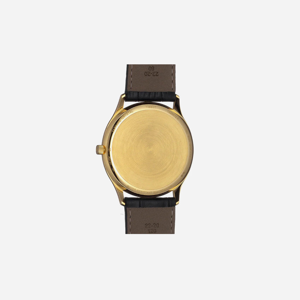 Tissot Excellence 18K Gold Graded Brown-Black Dial Black Leather Strap Watch