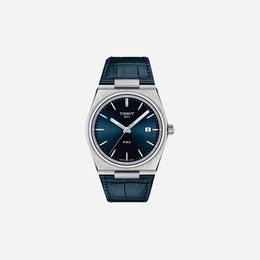 Tissot PRX Blue Dial 40mm Stainless Steel Quartz Watch with Leather Strap