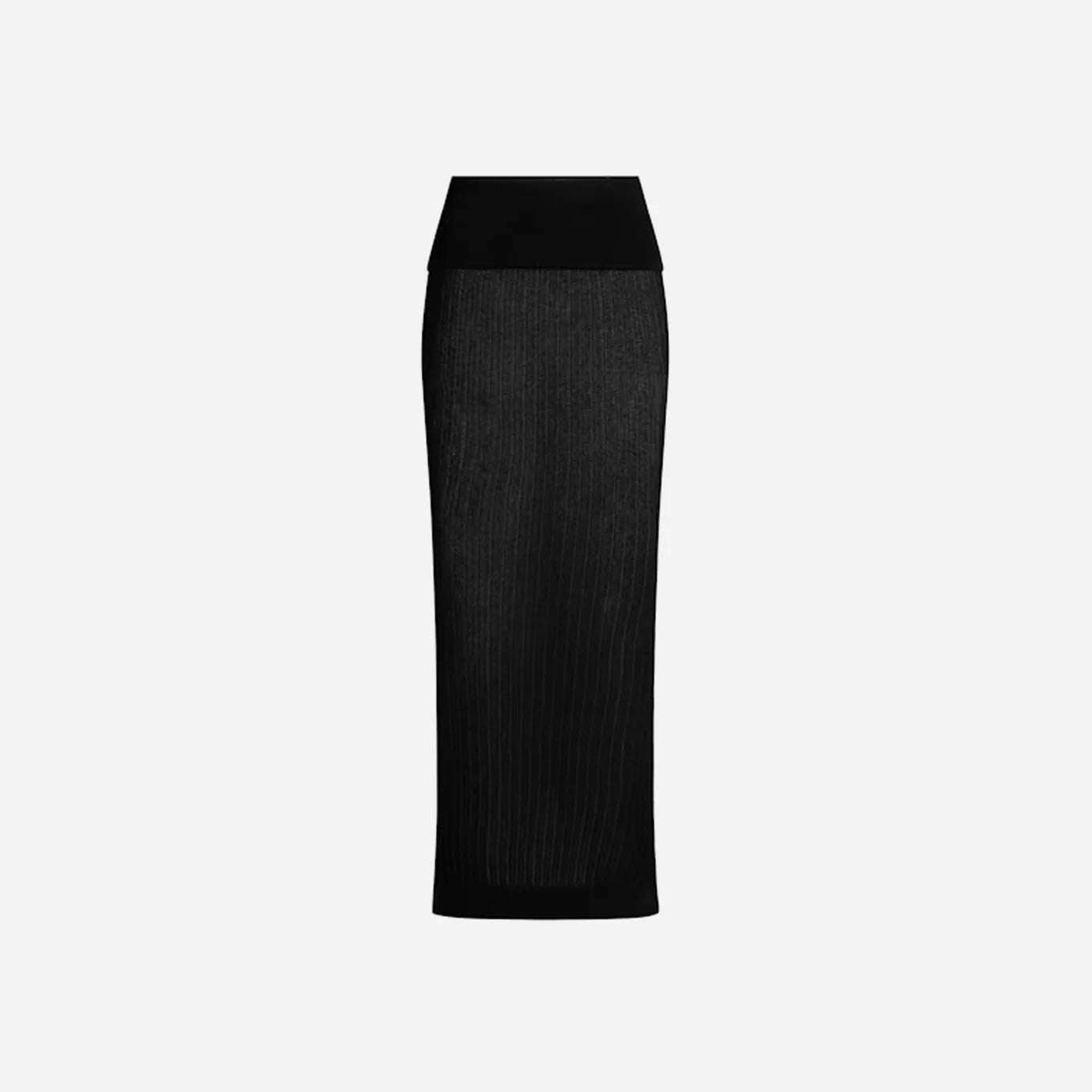 SKIMS Sheer Knit Foldover Long Skirt Onyx