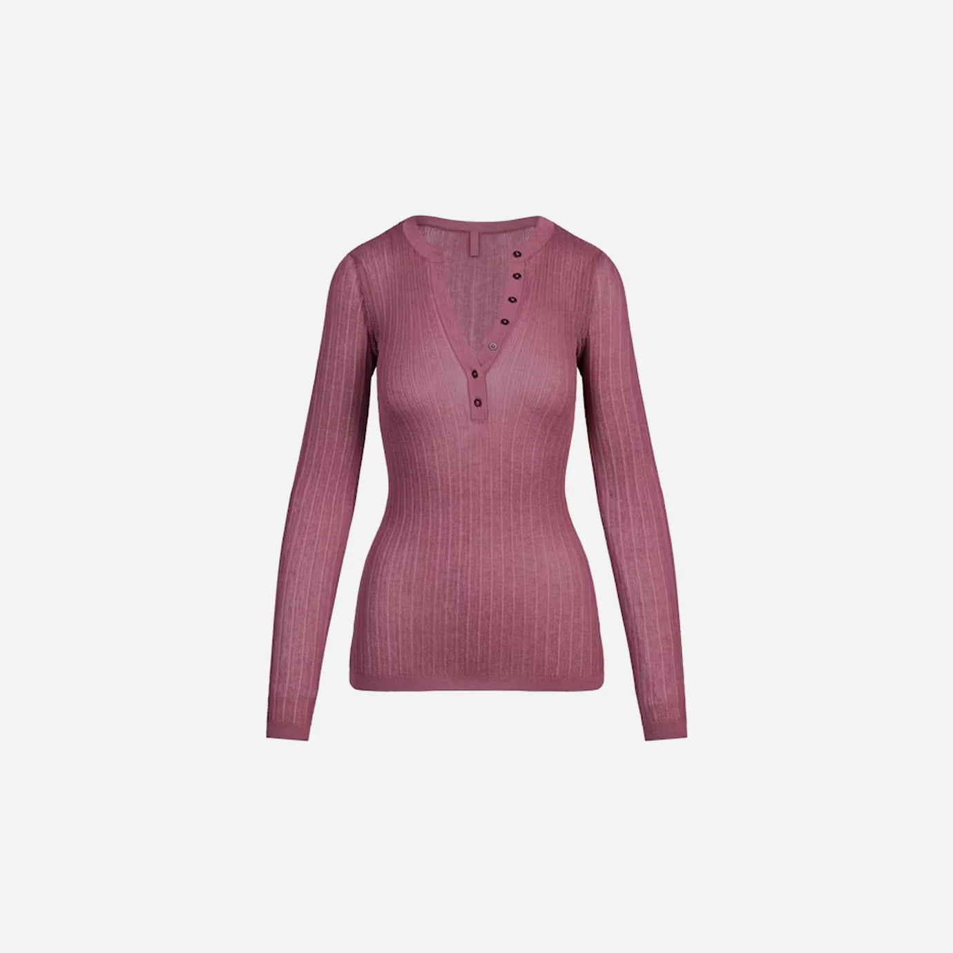 SKIMS Sheer Knit Long Sleeve Henley Beet