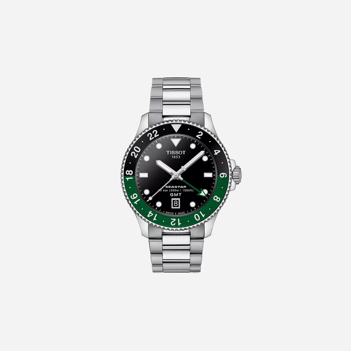 Tissot Seastar 1000 Quartz GMT Black Dial Stainless Steel Bracelet 40mm