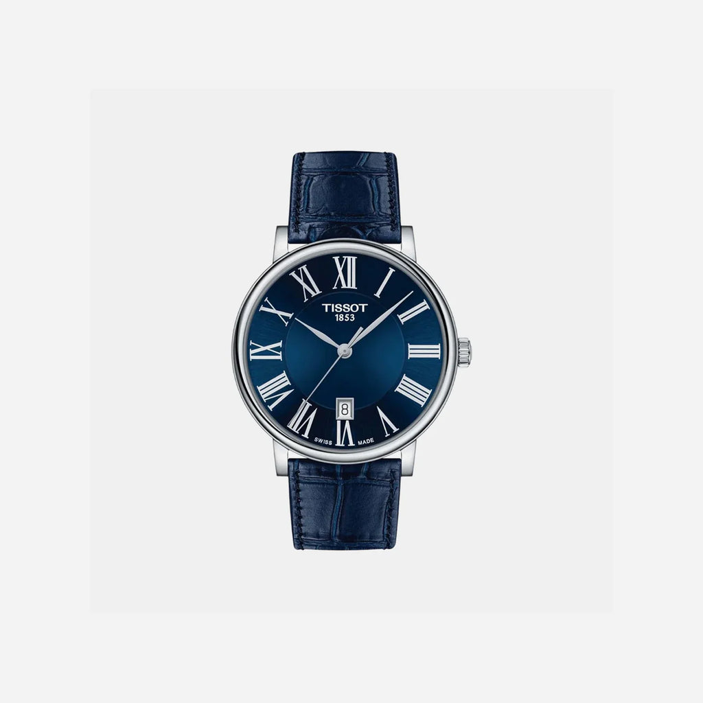 Tissot Carson Premium Powermatic 80 Blue Dial Leather Strap 40mm Swiss Automatic