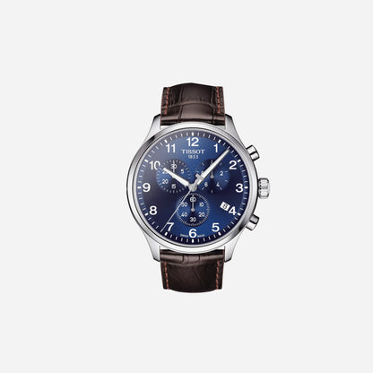 Tissot Chrono XL Vintage Blue Dial Brown Leather Strap 45mm