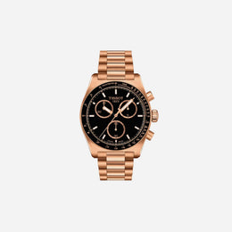 Tissot PR516 Quartz Chronograph Black Dial 40mm Rose Gold PVD Stainless Steel Bracelet Watch