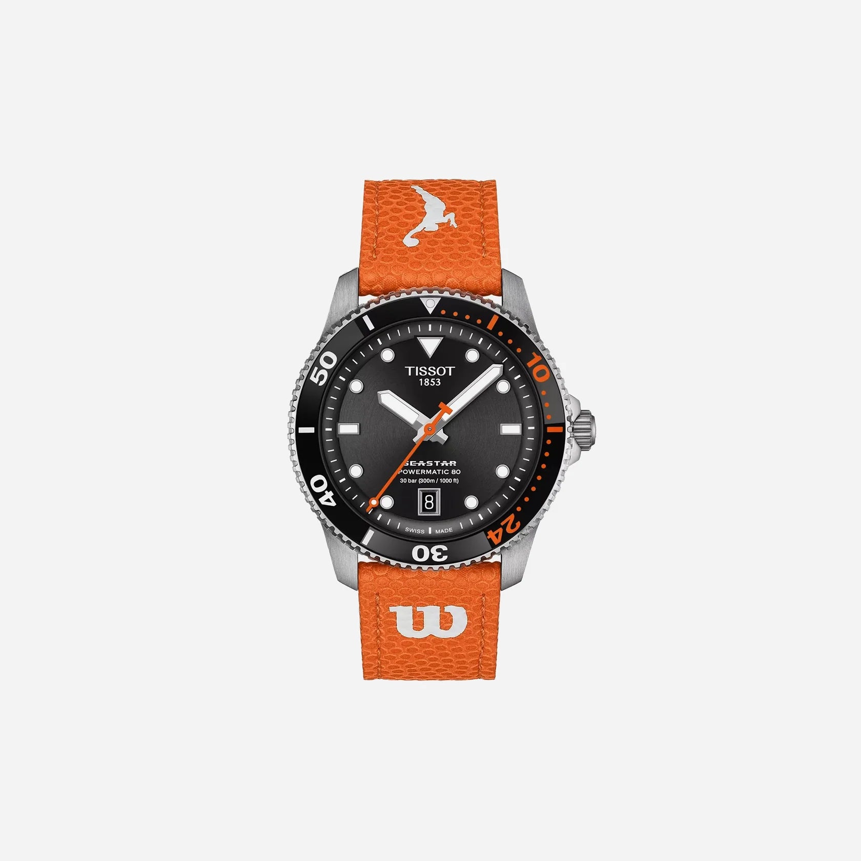 Tissot Seastar 1000 Powermatic 80 Black Dial Orange Strap 40mm