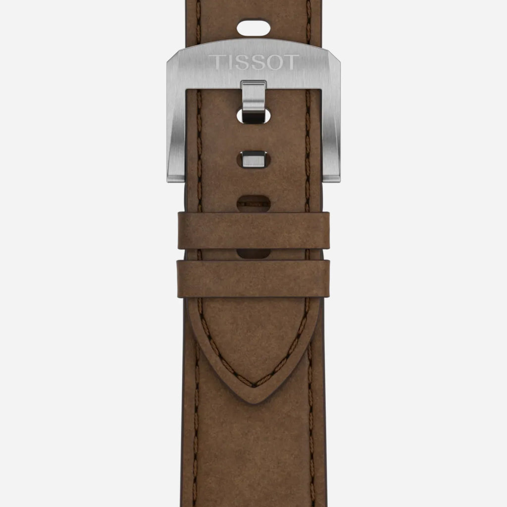 Tissot PRC 100 Solar Quartz 39mm Silver Dial Brown Leather Strap Watch